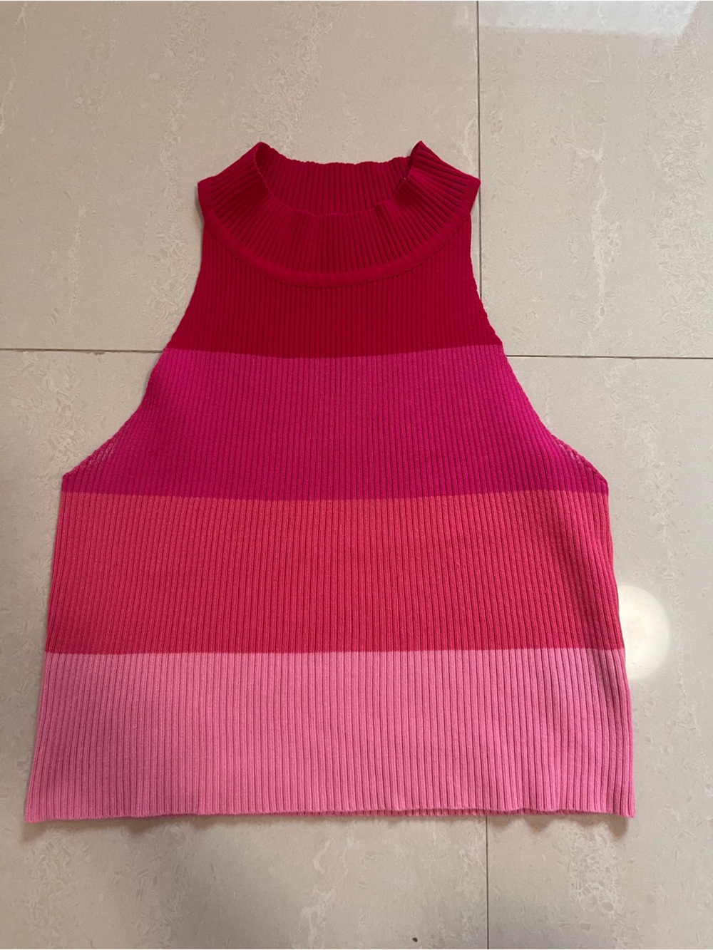 Women’s Striped Pink Gradient Ribbed Sweaters